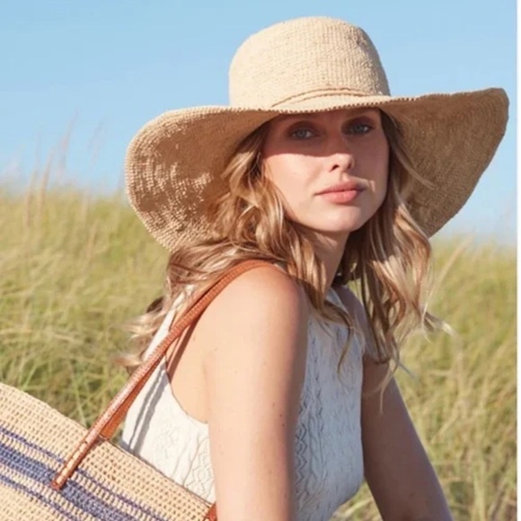 NWT Mar y Sol Grace Raffia Crocheted Sun Hat Natural - Picture 1 of 6